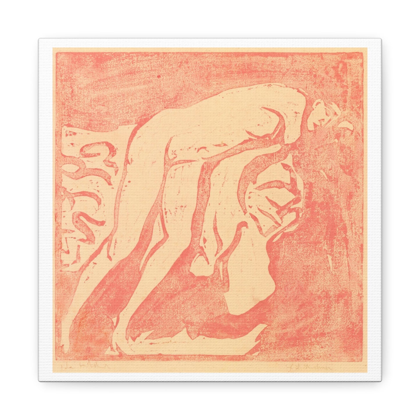 Female Nude 'Mädchenakt' by Ernst Ludwig Kirchner, Art Print from the Original on Canvas