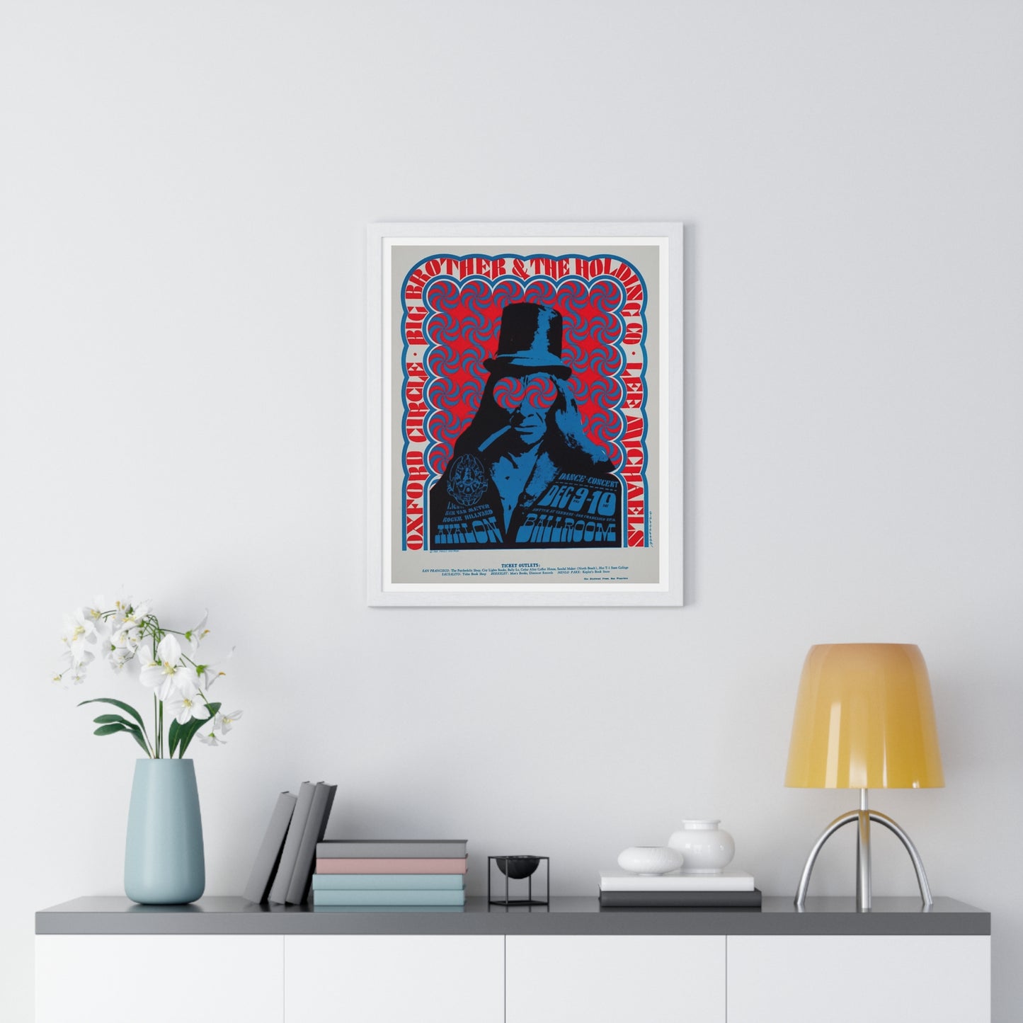 Big Brother and the Holding Company, 1970s Psychedelic Poster Art, from the Original, Framed Print