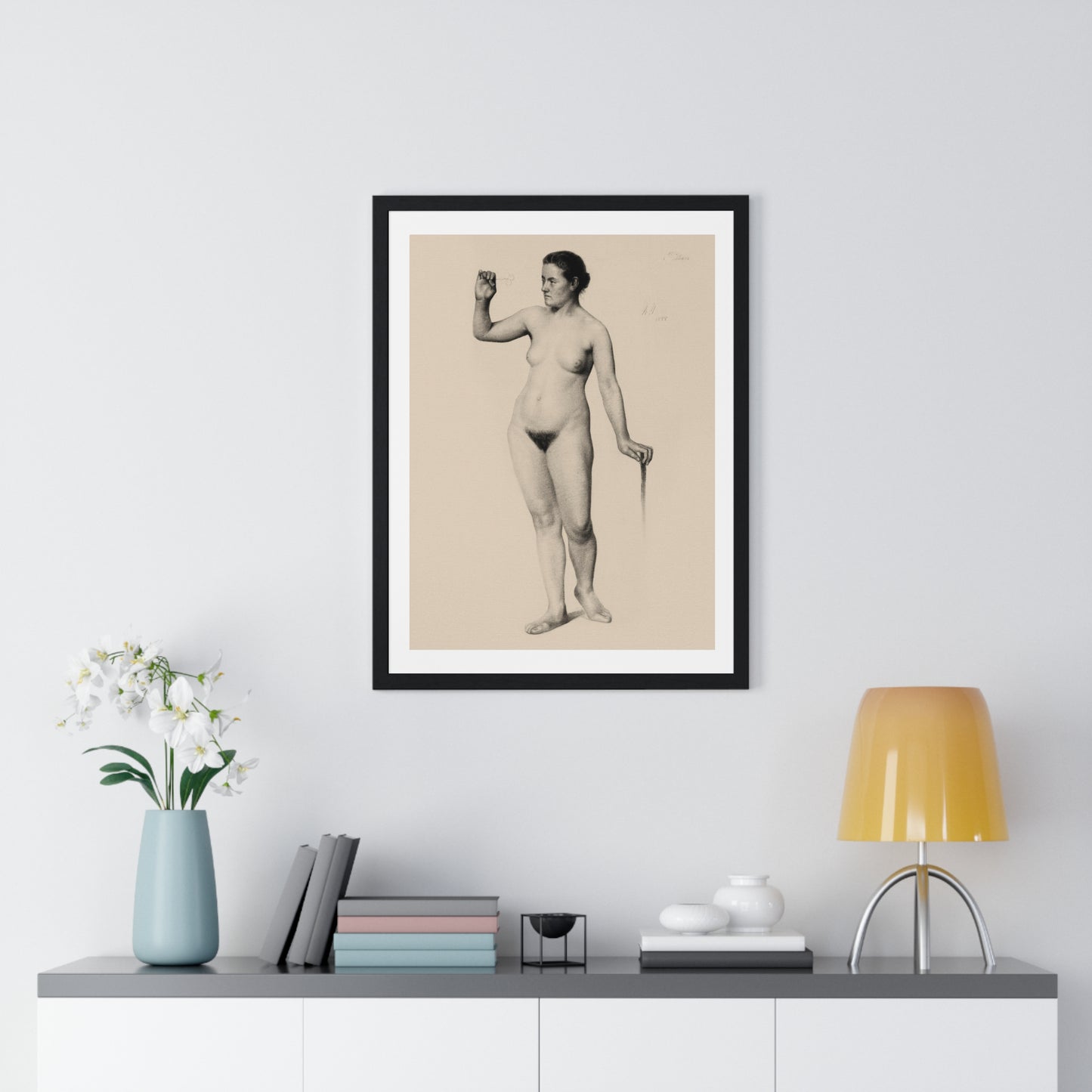 Female Nude Holding a Clove (1888) by Edwin Wallace Fillmore from the Original, Framed Art Print