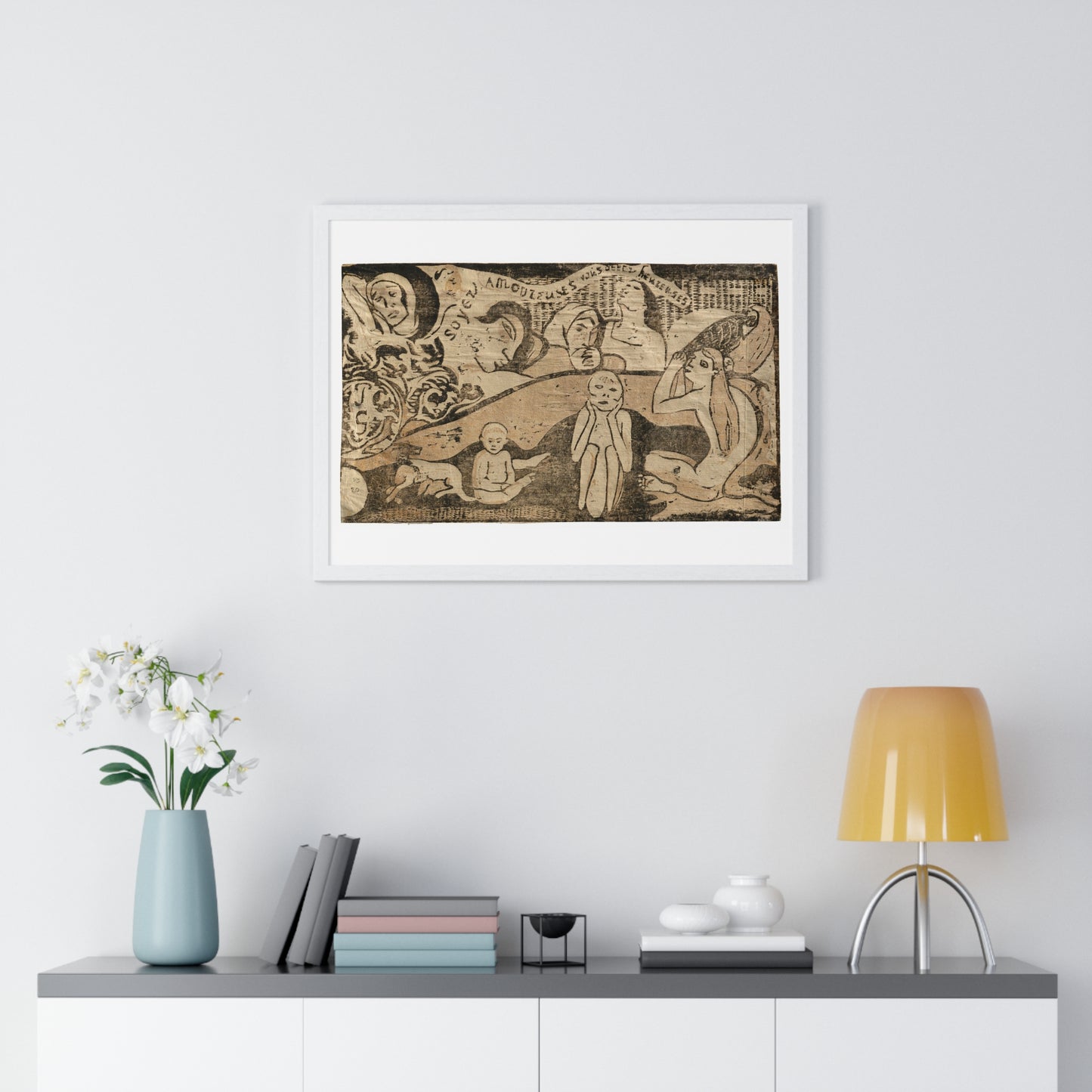 Soyez Amoureuses, Vous Serez Heureuses (Be Loving, and You Will be Happy), from the Suite of Late Wood-Block Prints by Paul Gauguin