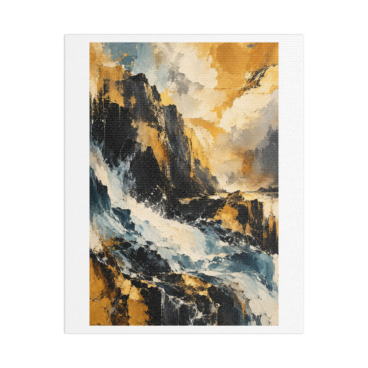 Storm Over Golden Mountains, Large Decor Art Print on Satin Canvas