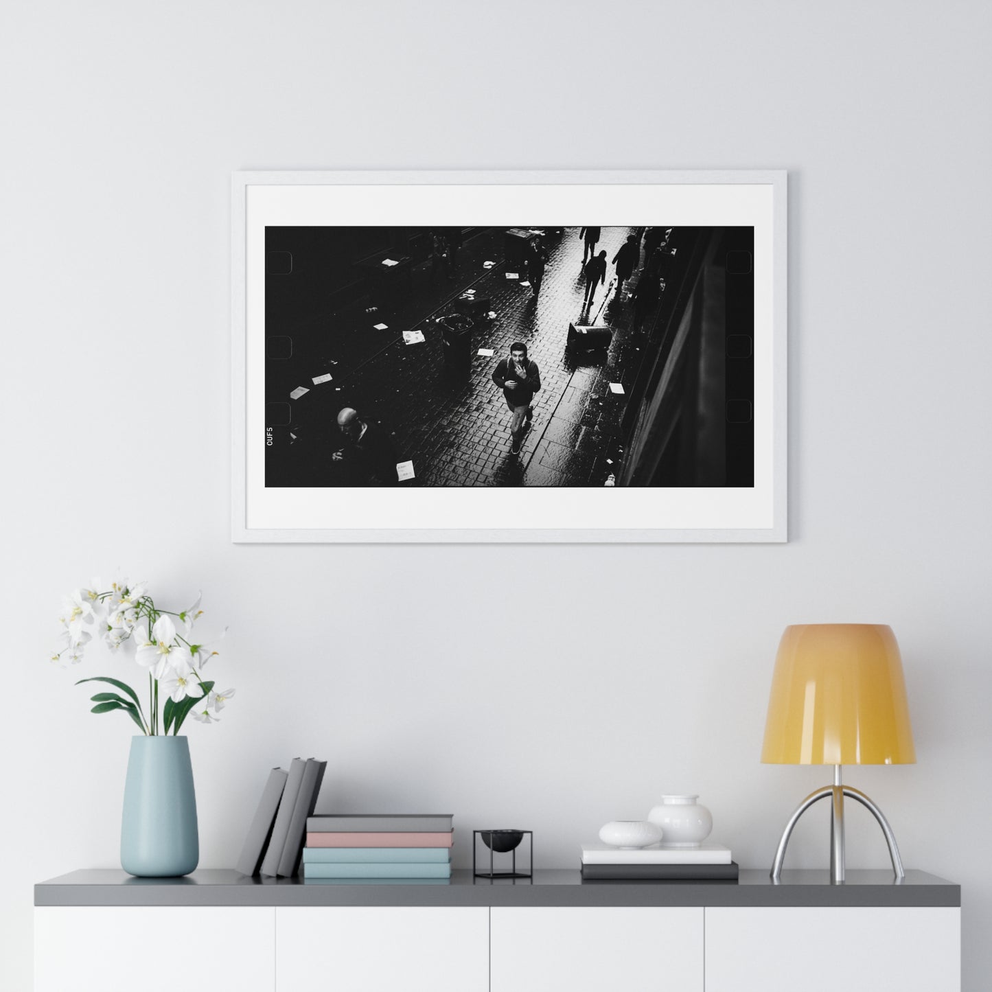 Black and White Photography, High-Contrast Cityscape III 'Designed by AI' Framed Print