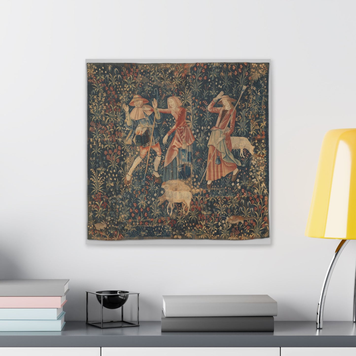 Shepherd and Shepherdesses, South Netherlandish Tapestry (1500–1530) Canvas Art Print