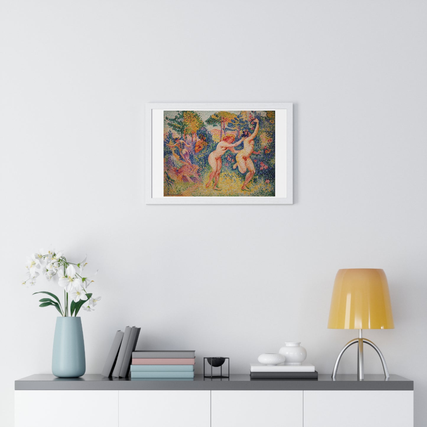 Giclée Print Depicting Two Running Nymphs (1906) by Henri-Edmond Cross from the Original, Framed Art Print