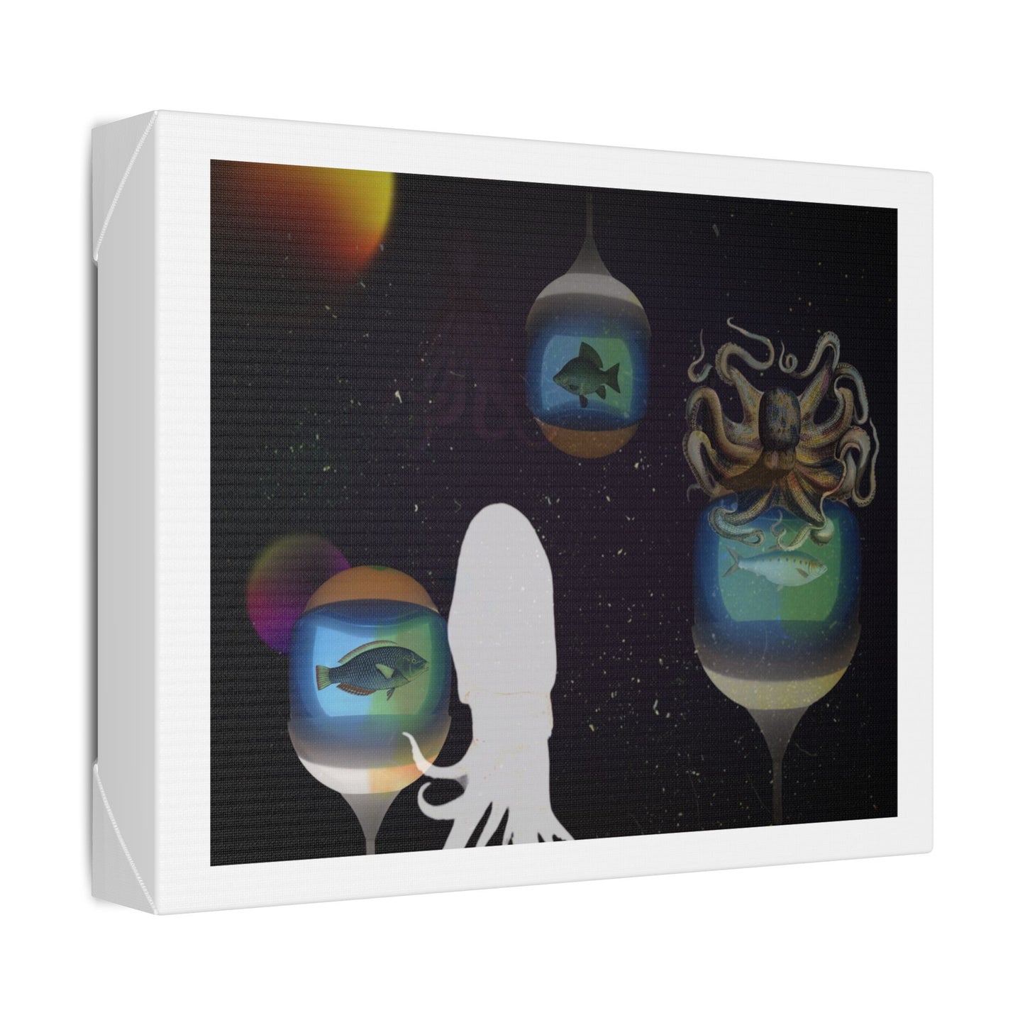 Visitors at the Exotic Earth Acquarium 'Designed by AI' Canvas Art Print