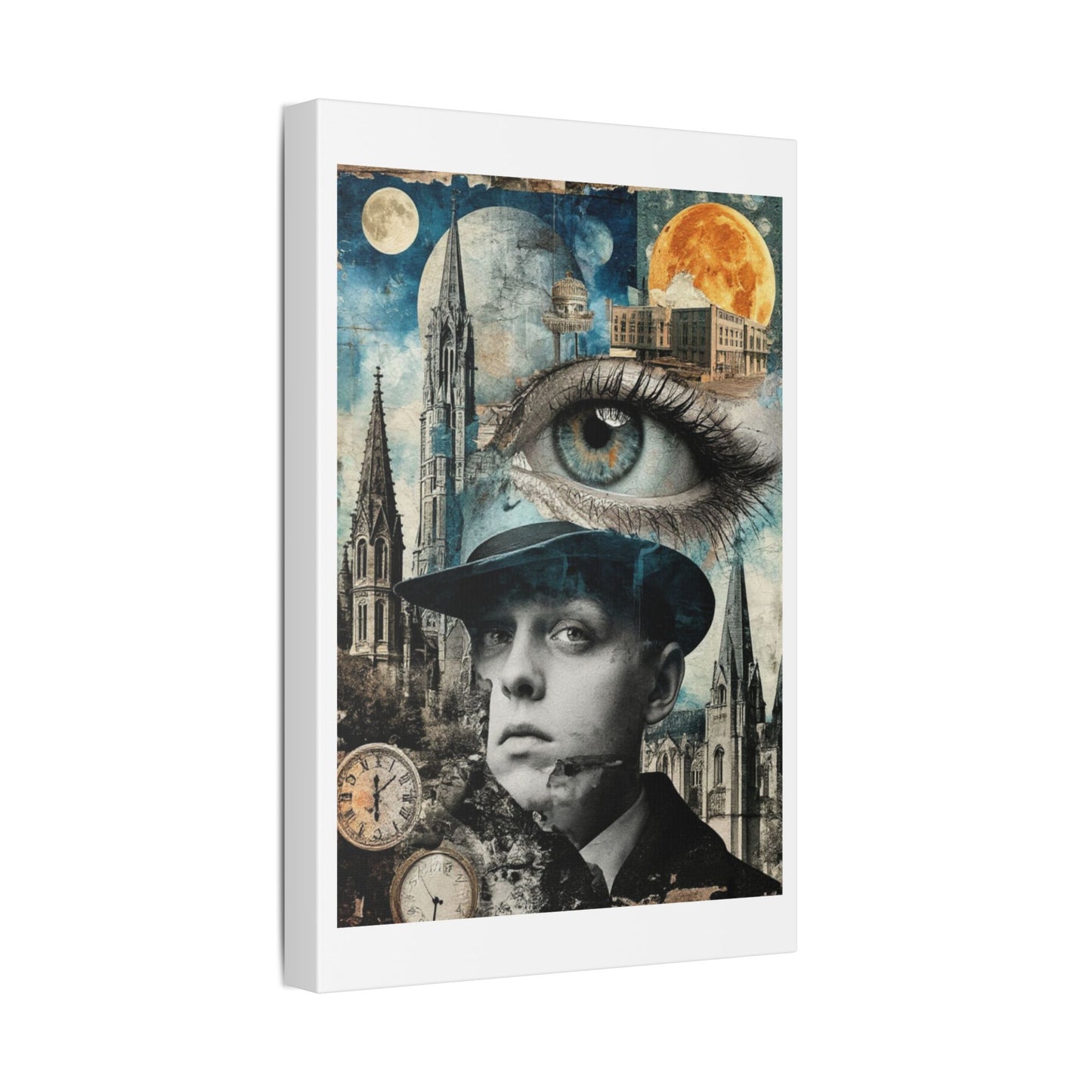 Eye on the Time Digital Collage 'Designed by AI' Canvas Art Print