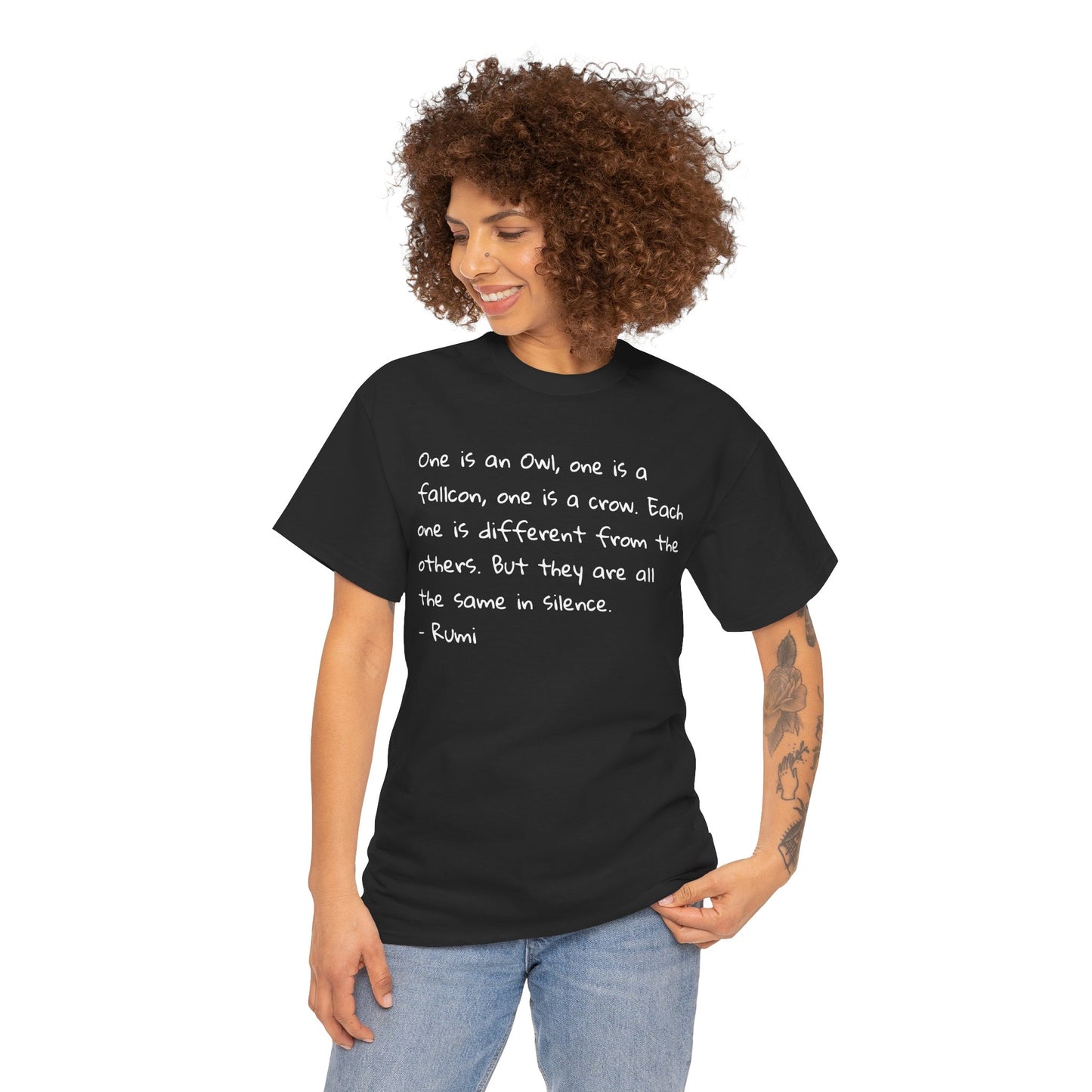 'Rumi' the Owl, the Falcon and the Crow are all the Same in SIlence T-Shirt
