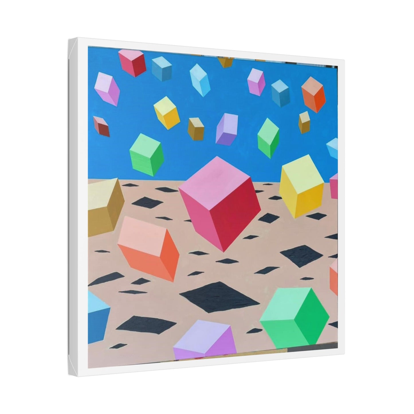 Bouncing Boxes, Cartoon Art 'Designed by AI' Canvas Art Print