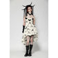 Dark in Love Zosia Punk Gothic Butterfly Embroidered Lace Dress in Beige
