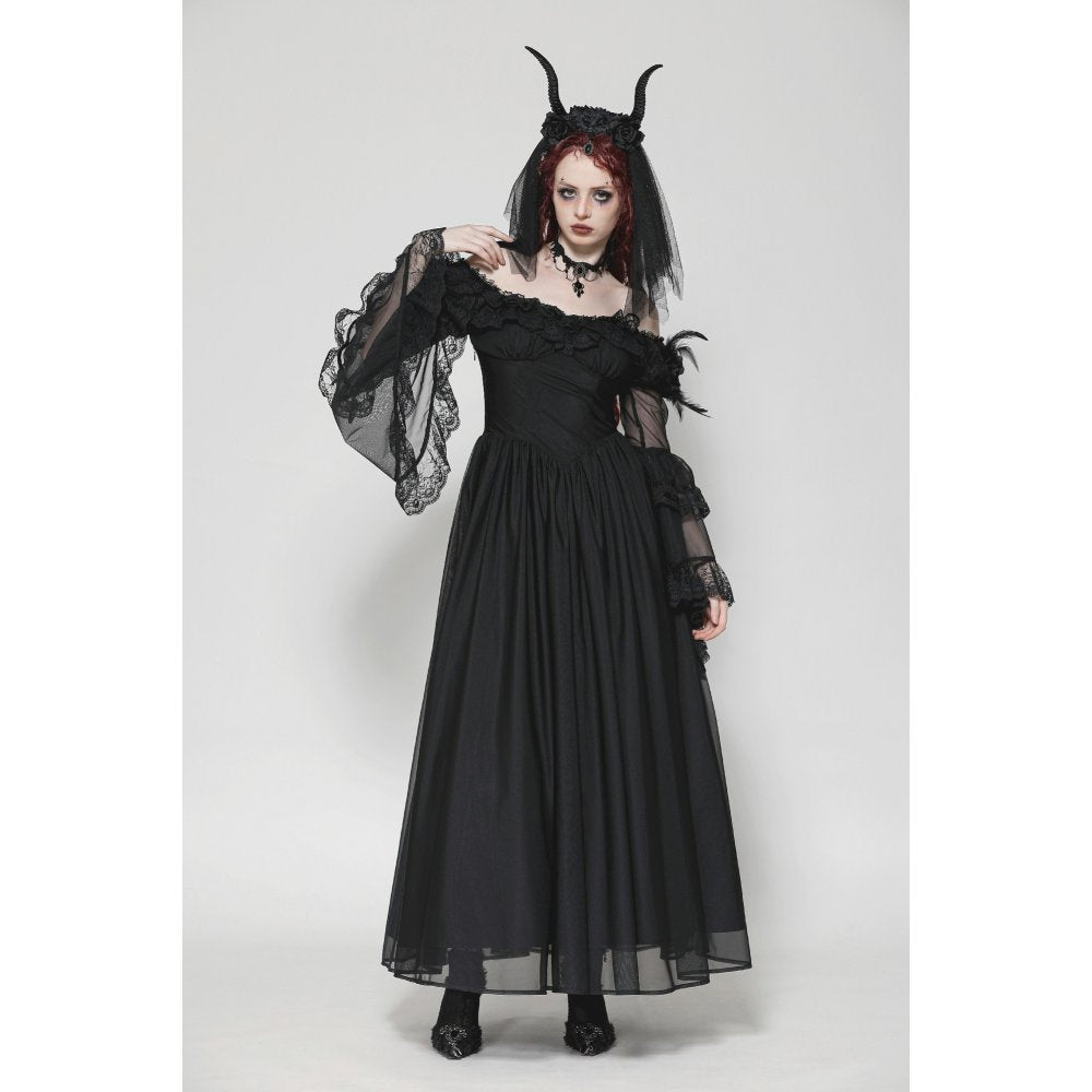 Dark in Love Millicent Black Tulle Feather Fantasy dress