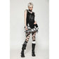 Dark in Love Quinn Punk Black and White Checkered Asymmetrical Messy Net Skirt