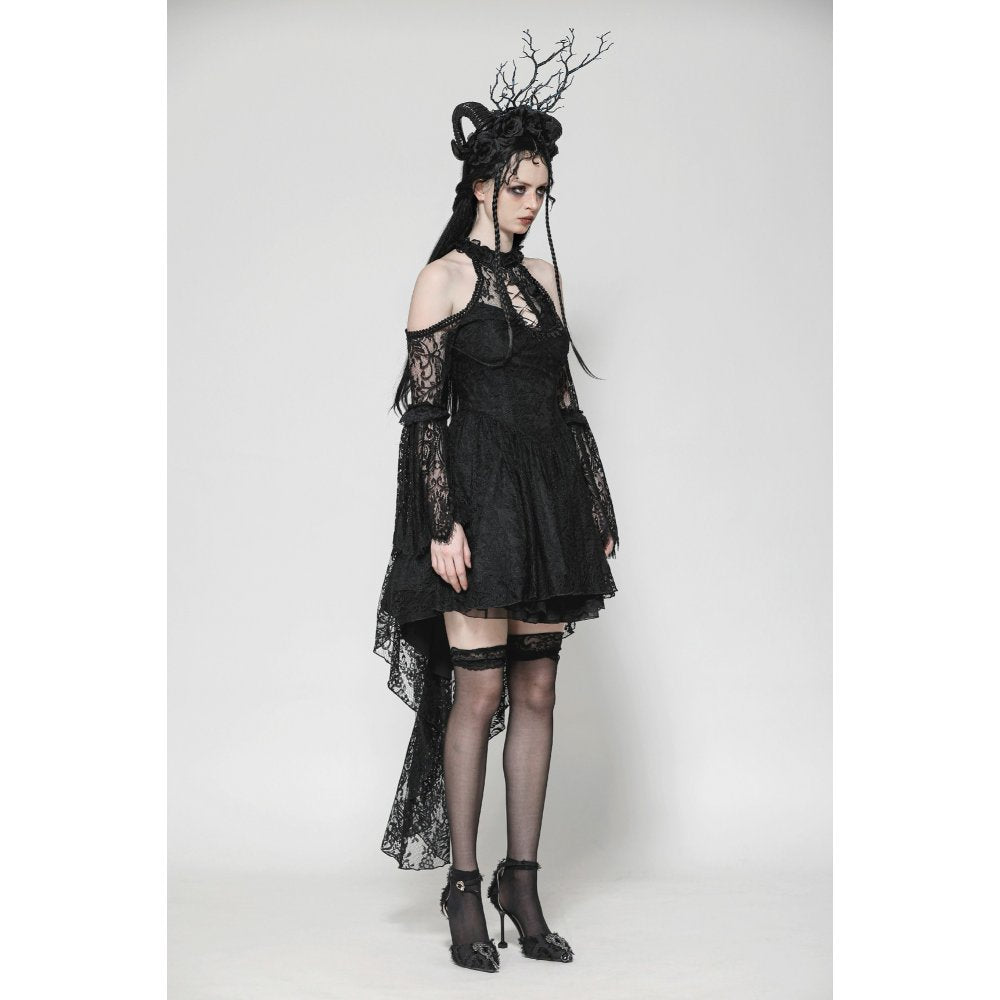 Dark in Love Gem Gothic Vine Lace-Tail Dress