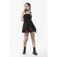 Dark in Love Nyssa Black and Red Strap Detail Goth Mini Dress