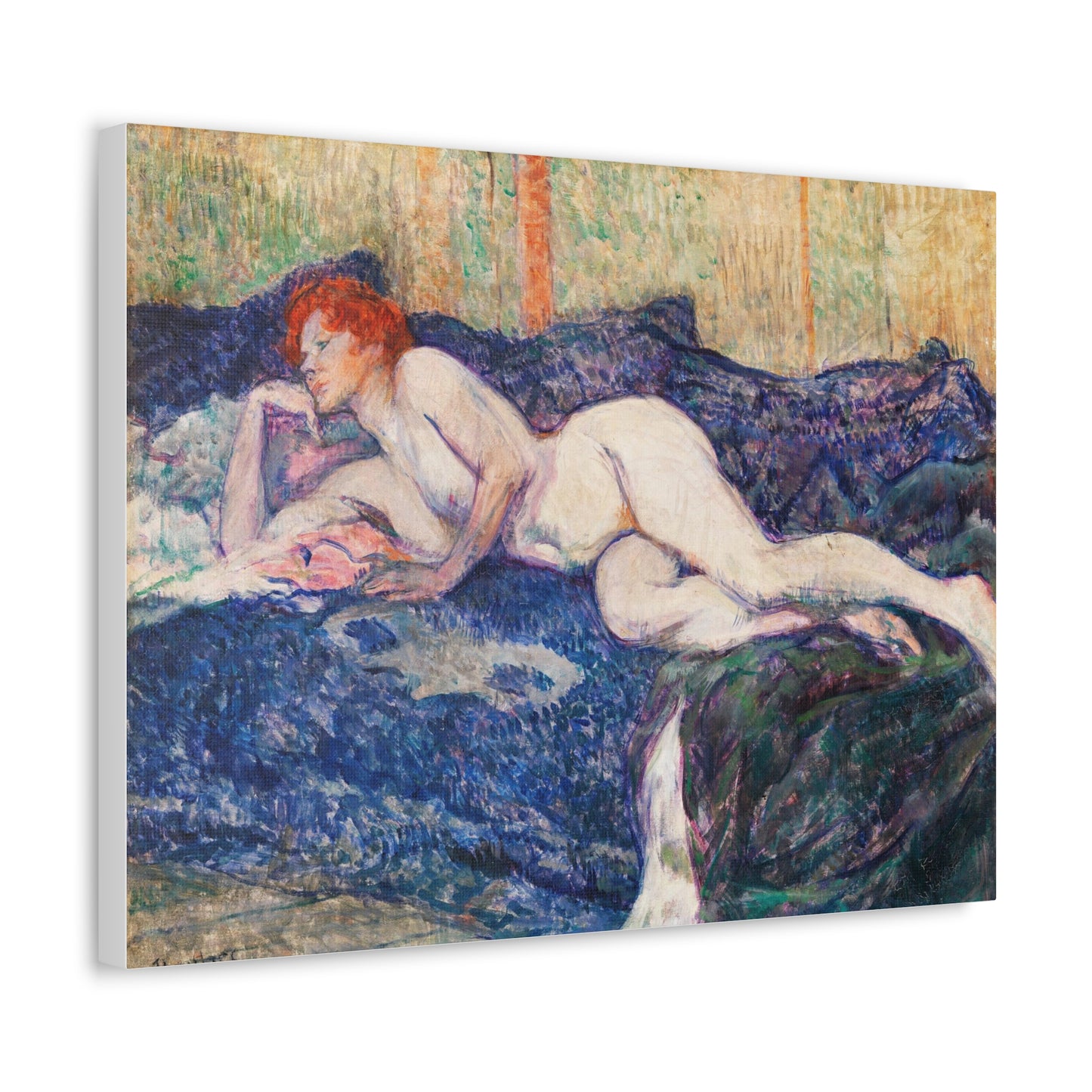 Nude Lying on a Couch (1897) by Henri Toulouse–Lautrec, Art Print from the Original on Canvas