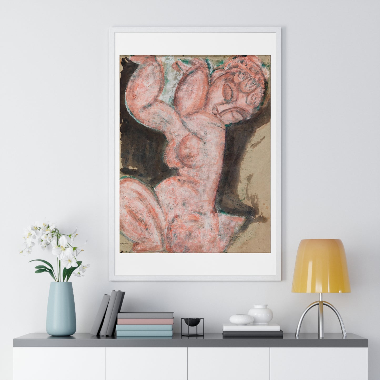 Pink Nude (1914-1915) by Amedeo Modigliani, from the Original, Framed Art Print