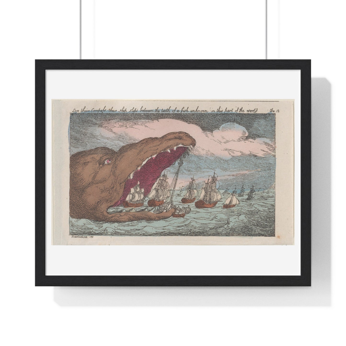 Lose their Compass, their Ship Slips Between the Teeth of a Fish Unknown in this Part of the World (1809) from the Original, Framed Print