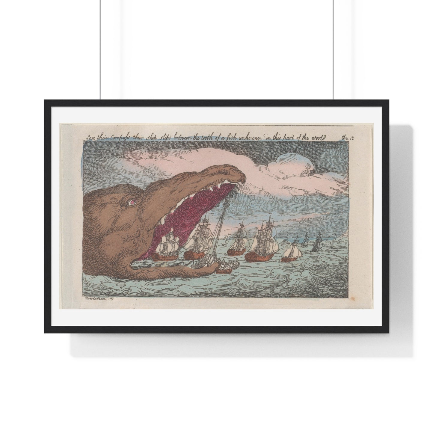 Lose their Compass, their Ship Slips Between the Teeth of a Fish Unknown in this Part of the World (1809) from the Original, Framed Print