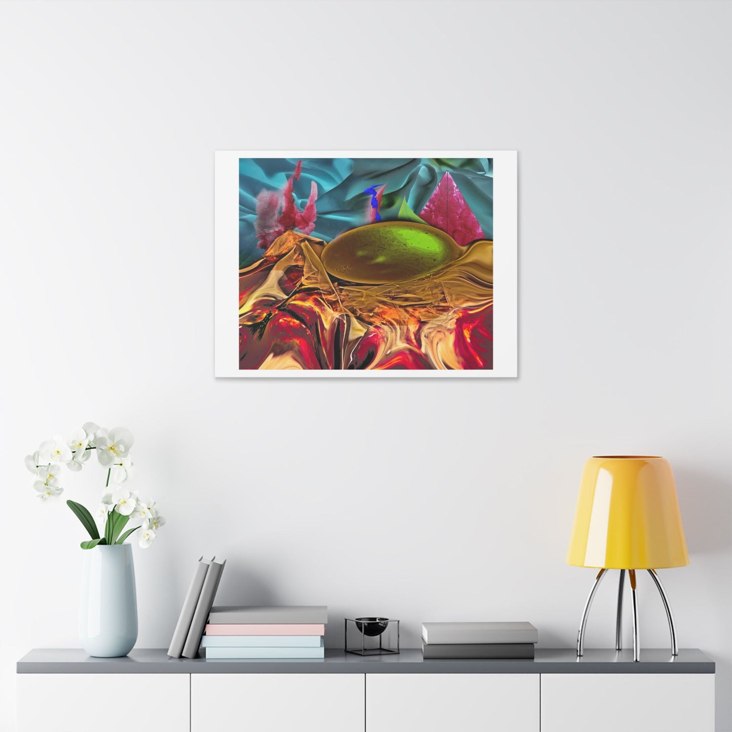 Digital Pastiche Abstract Art 'Designed by AI' Satin Canvas Print