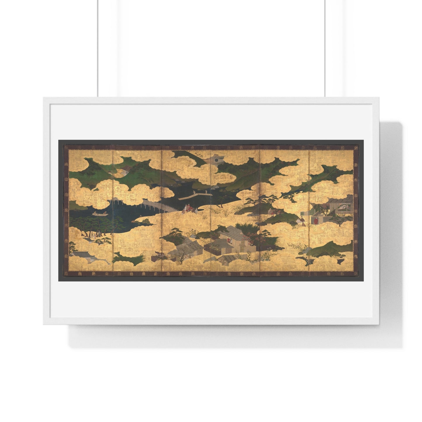 Japanese 13th Century Screen Painting, Kogō and the Imperial Procession to Ōhara, from The Tale of the Heike (Heike Monogatari) Framed Print