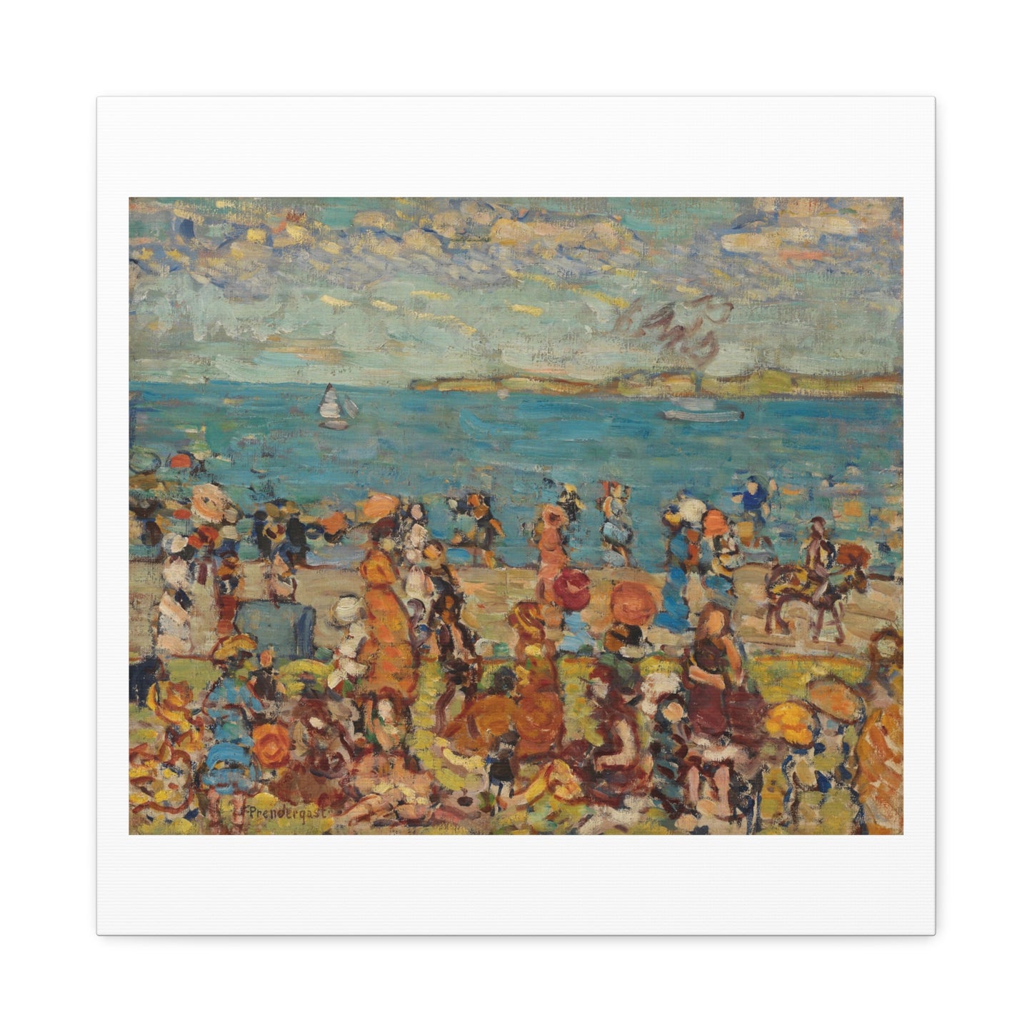 Beach Scene (1910-1913) by Maurice Brazil Prendergast, Art Print from the Original on Canvas