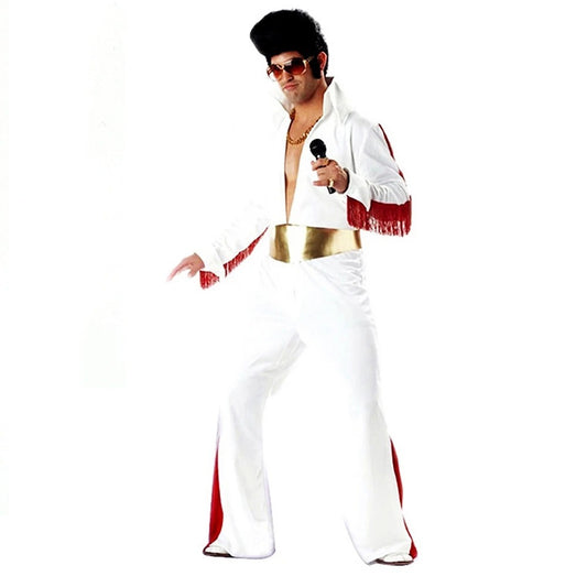 Elvis Presley Costume, Adult White and Gold Fancy Dress