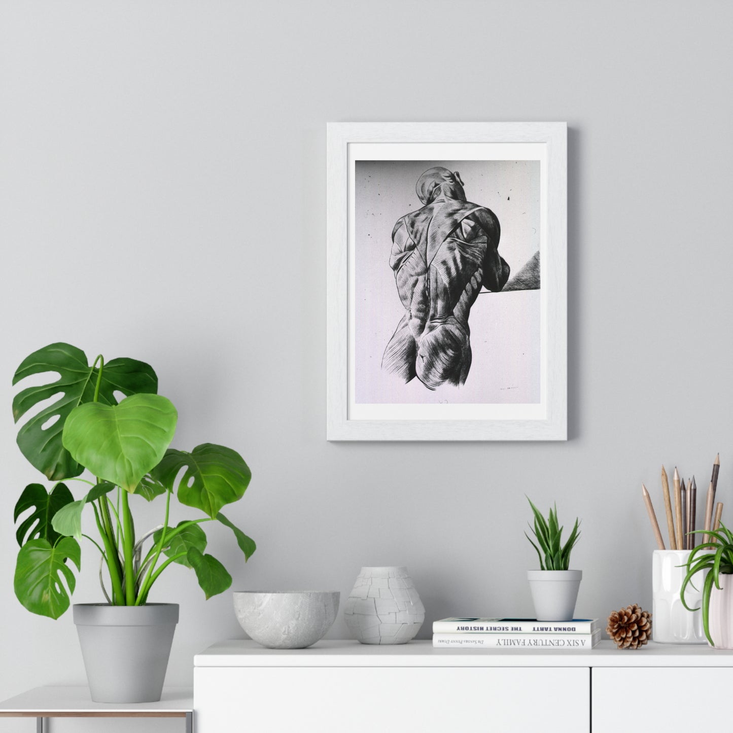 Musculature of the Human Body, Vintage Drawing, from the Original, Wooden Framed Print