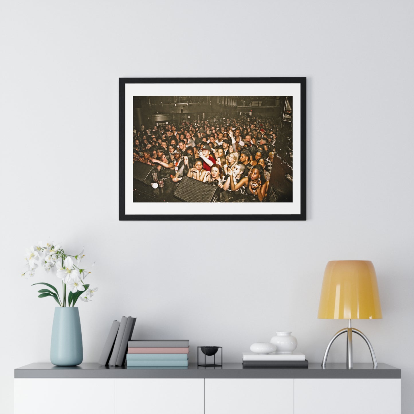 Crowd at Hip Hop Concert, Retro Photography (2017) from the Original, Framed Print