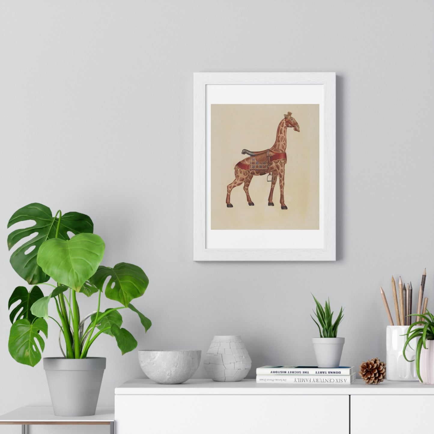 Carousel Giraffe (circa 1939) Illustration by Henry Tomaszewski, from the Original, Framed Print