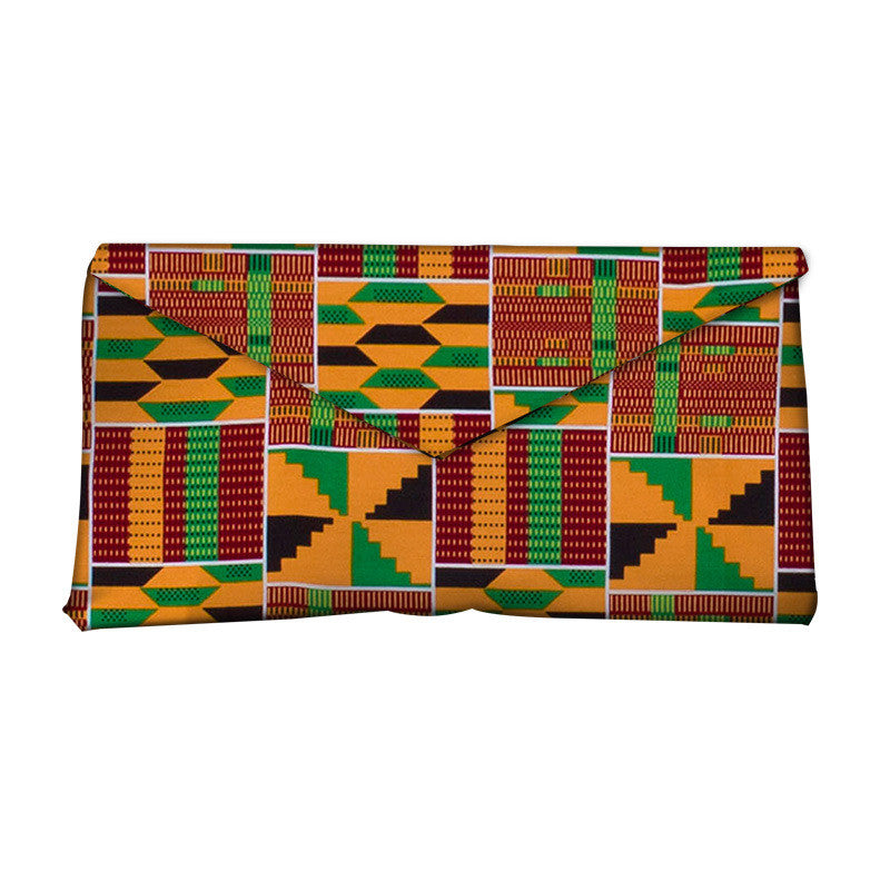 African and Geometric Printed Clutch Handbag