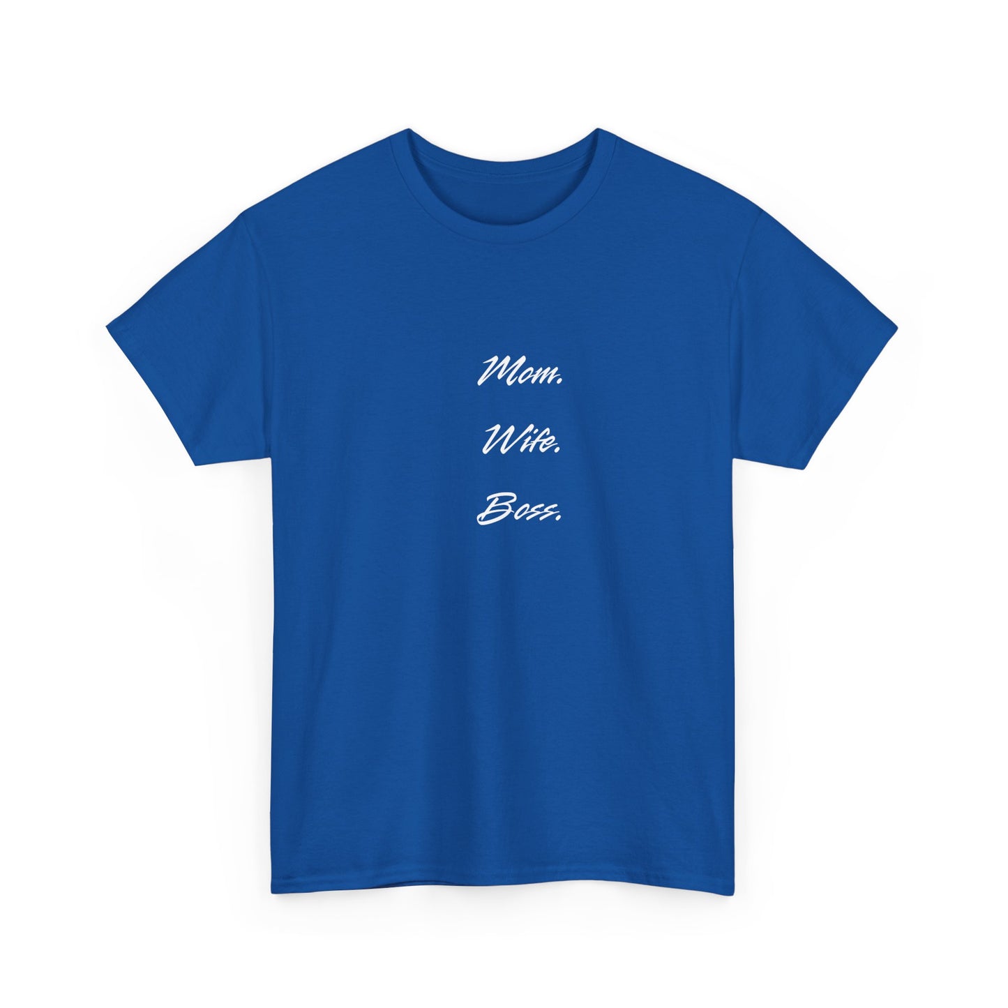 'Mom, Wife, Boss' Heavy Cotton T-Shirt Funny Mom Workout Mom Boss New Mum New Boss