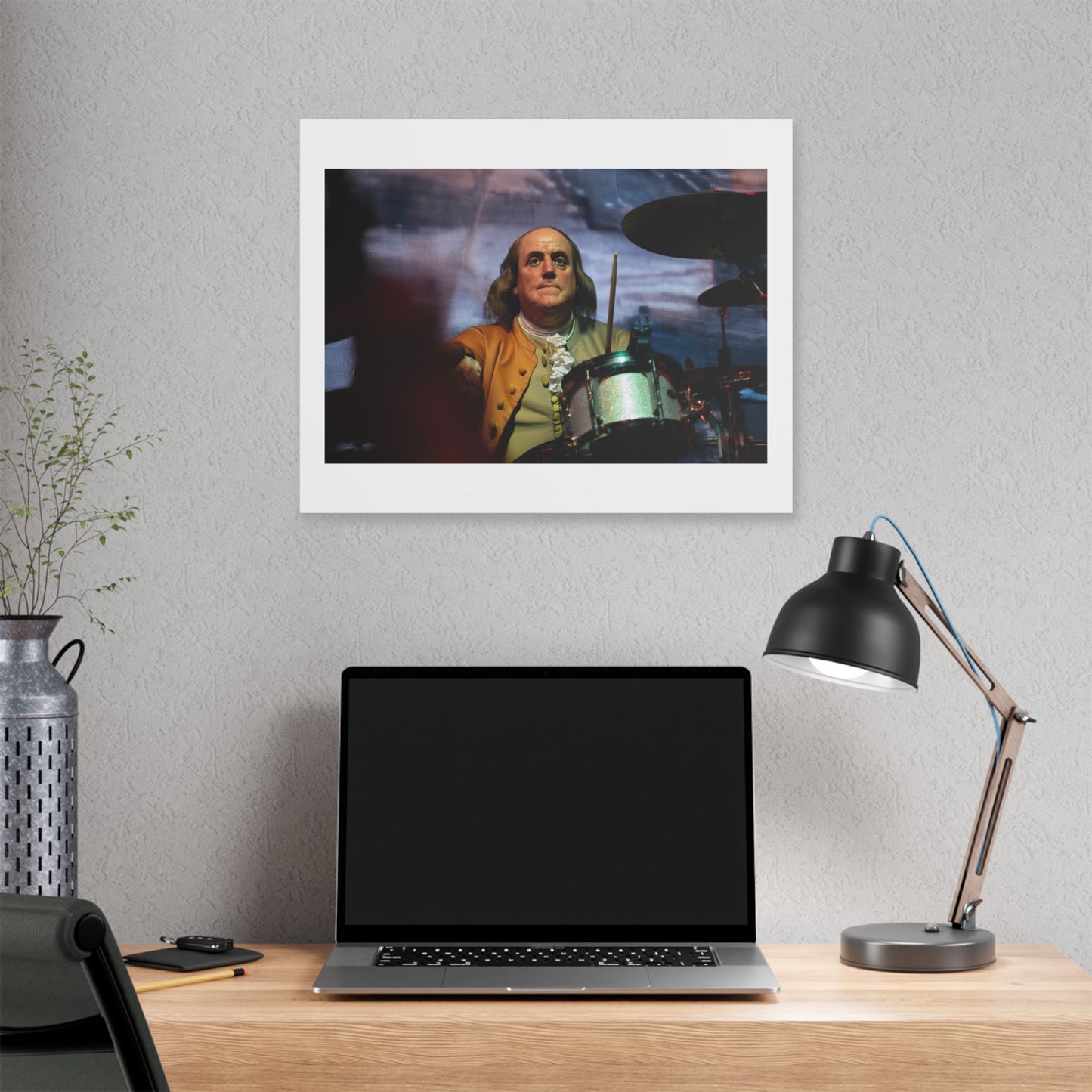 Benjamin Franklin Remixed for the 21st Century 'Designed by AI' Canvas Art Print