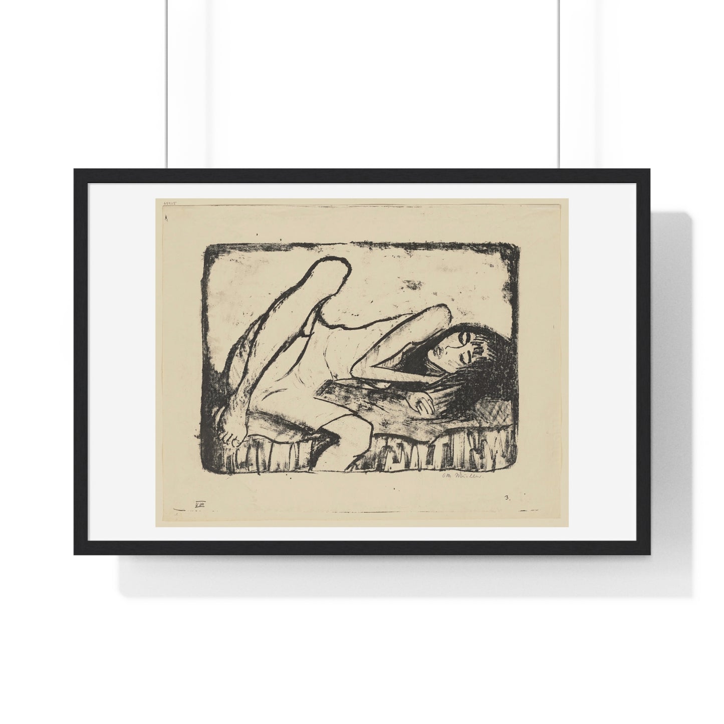 Mädchen auf der Liege II (1919) by Otto Mueller, from the Original, Framed Print