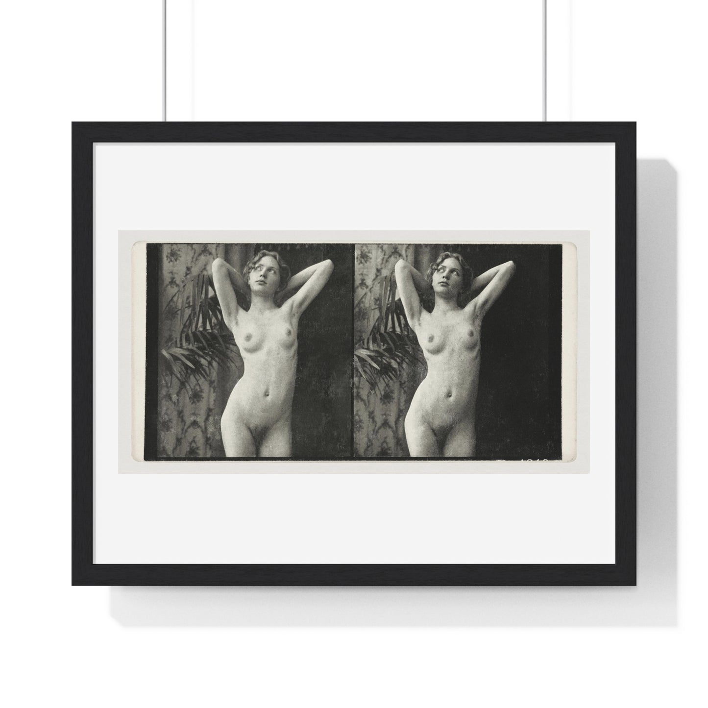 Portrait of a Naked Woman (1873–1910) Vintage Black & White Photography from the Original, Framed Art Print