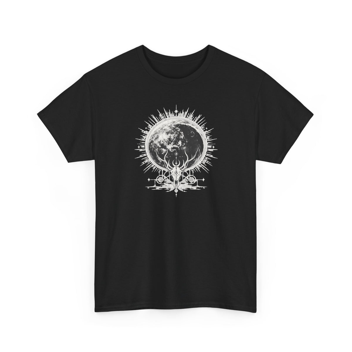 Distressed Moon with Horn Emblem, Goth T-Shirt