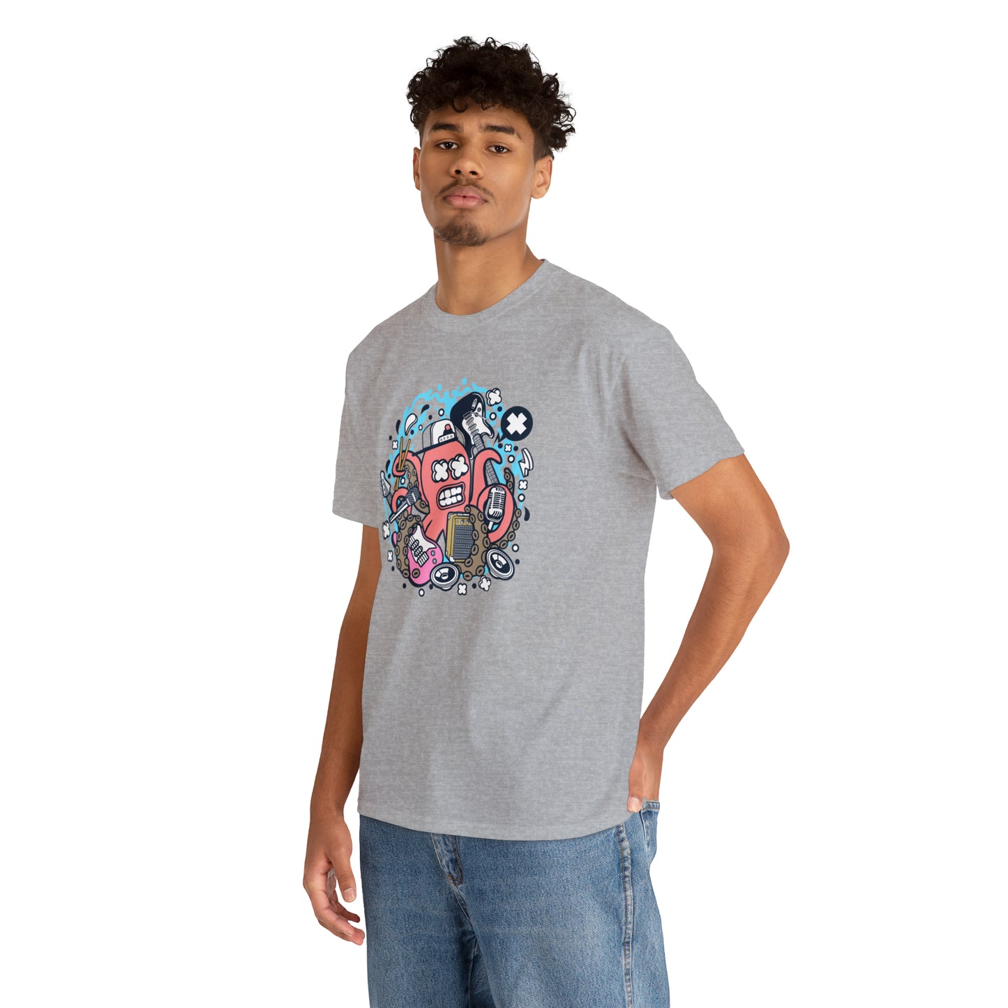 Rock Octopus Musician Cartoon T-Shirt