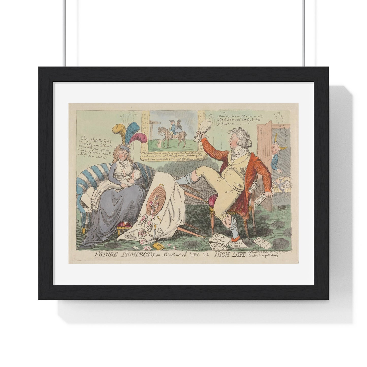 Symptoms of Love in High Life (1796) by Isaac Cruikshank, from the Original, Framed Art Print