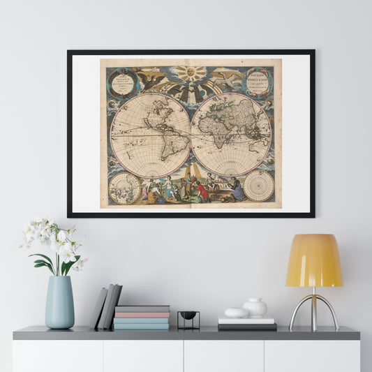 Antique Map 'Orbis Terrarum Nova et Accuratissima Tabula' (1658) from the Original, Framed Print