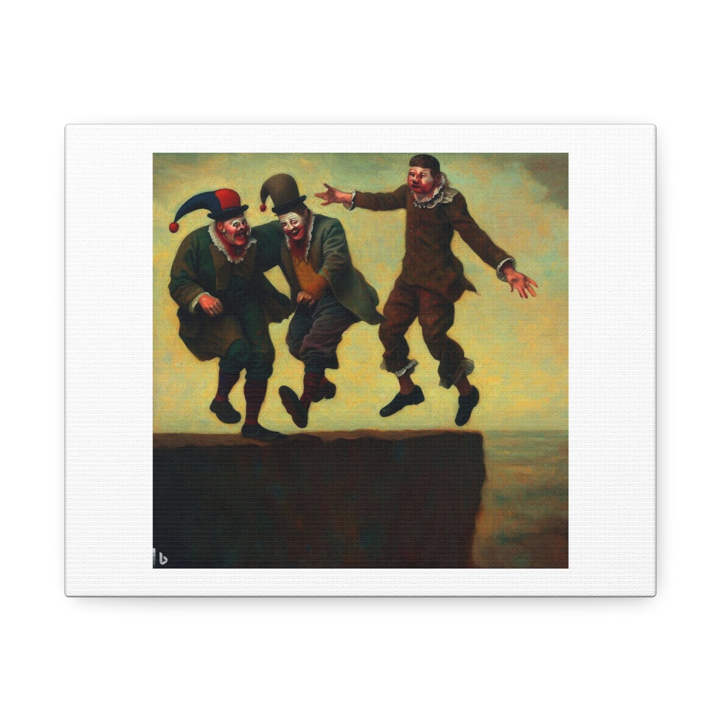 Fools At The Brink In The Style of Edwin Deakin 'Designed by AI' Print on Satin Canvas