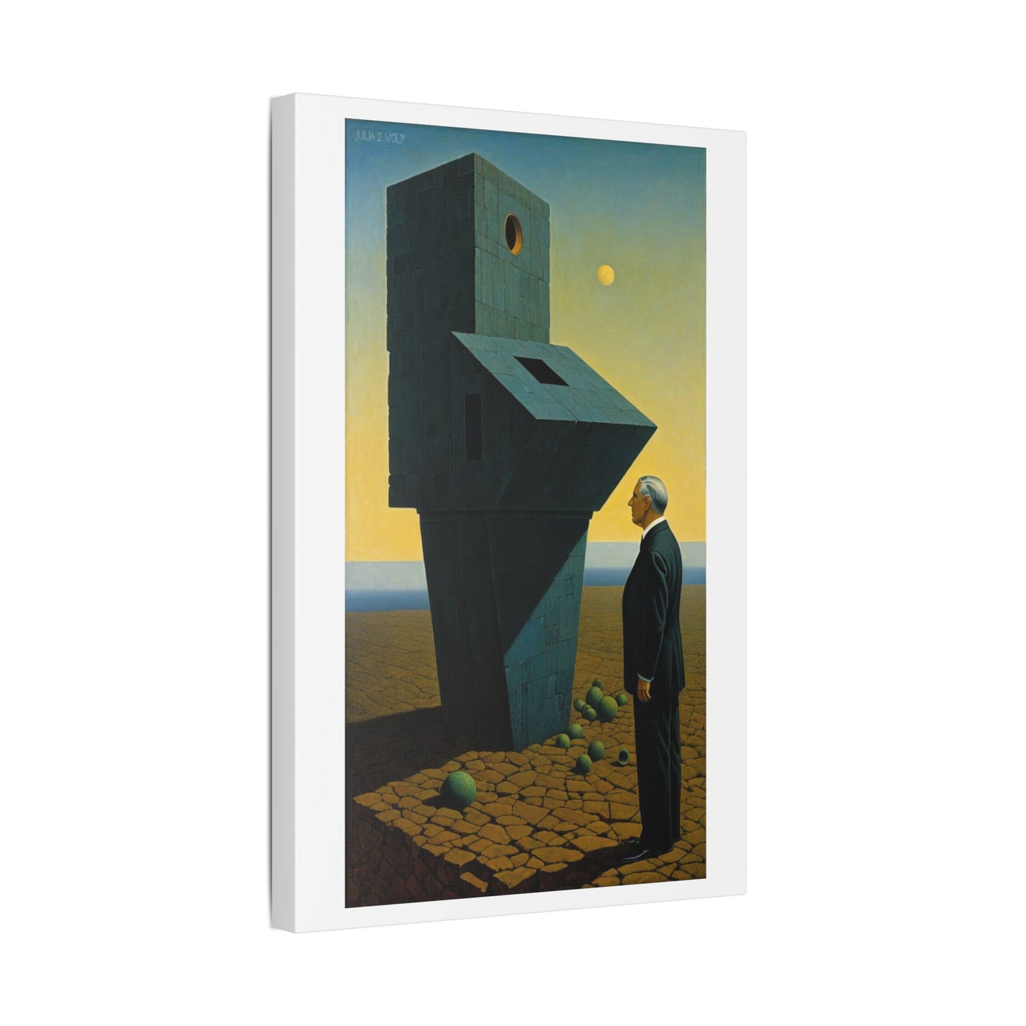 Man at the Watchtower II, Surrealist Art Style 'Designed by AI' Canvas Art Print