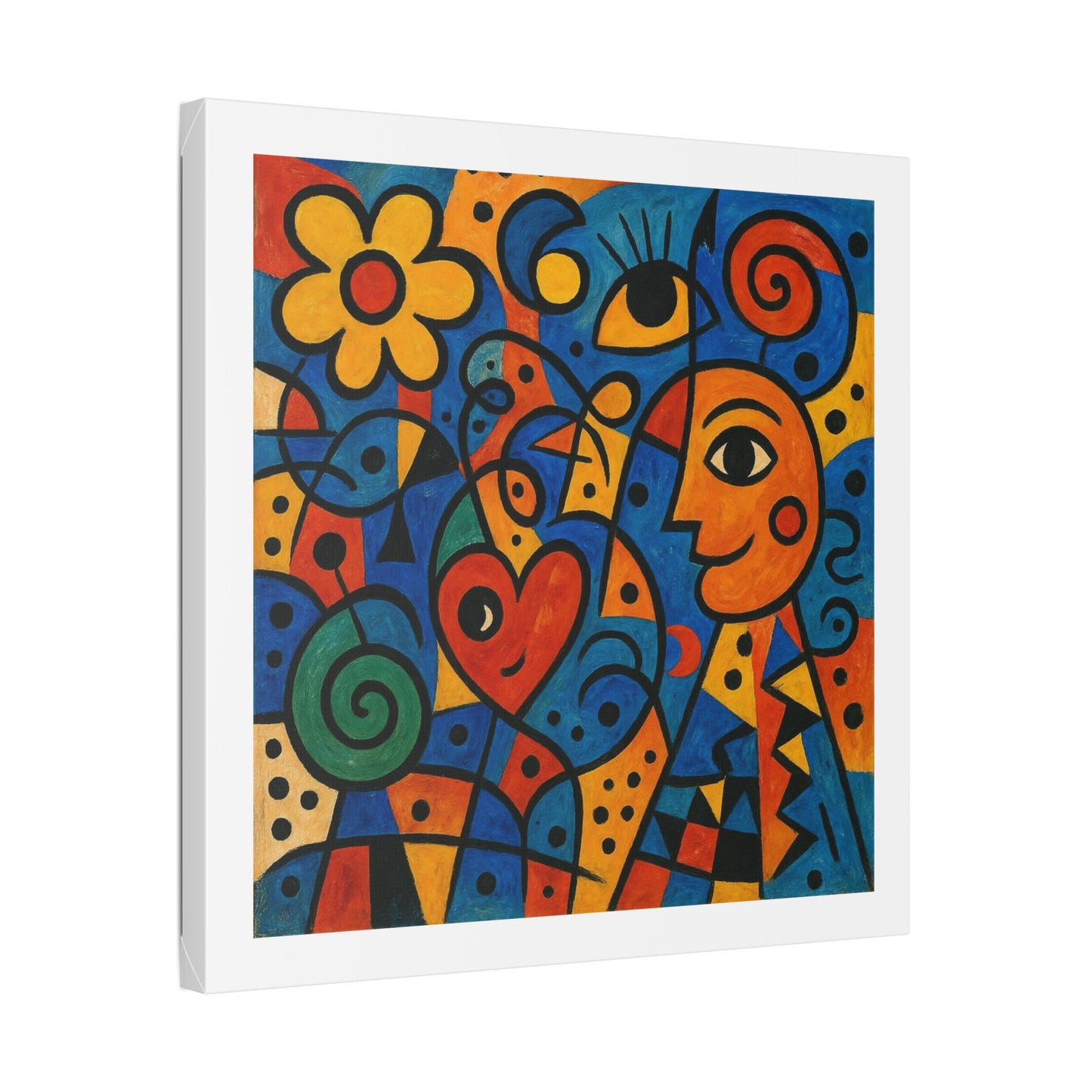Love and Life Art in the Style of Joan Miro 'Designed by AI' Canvas Art Print