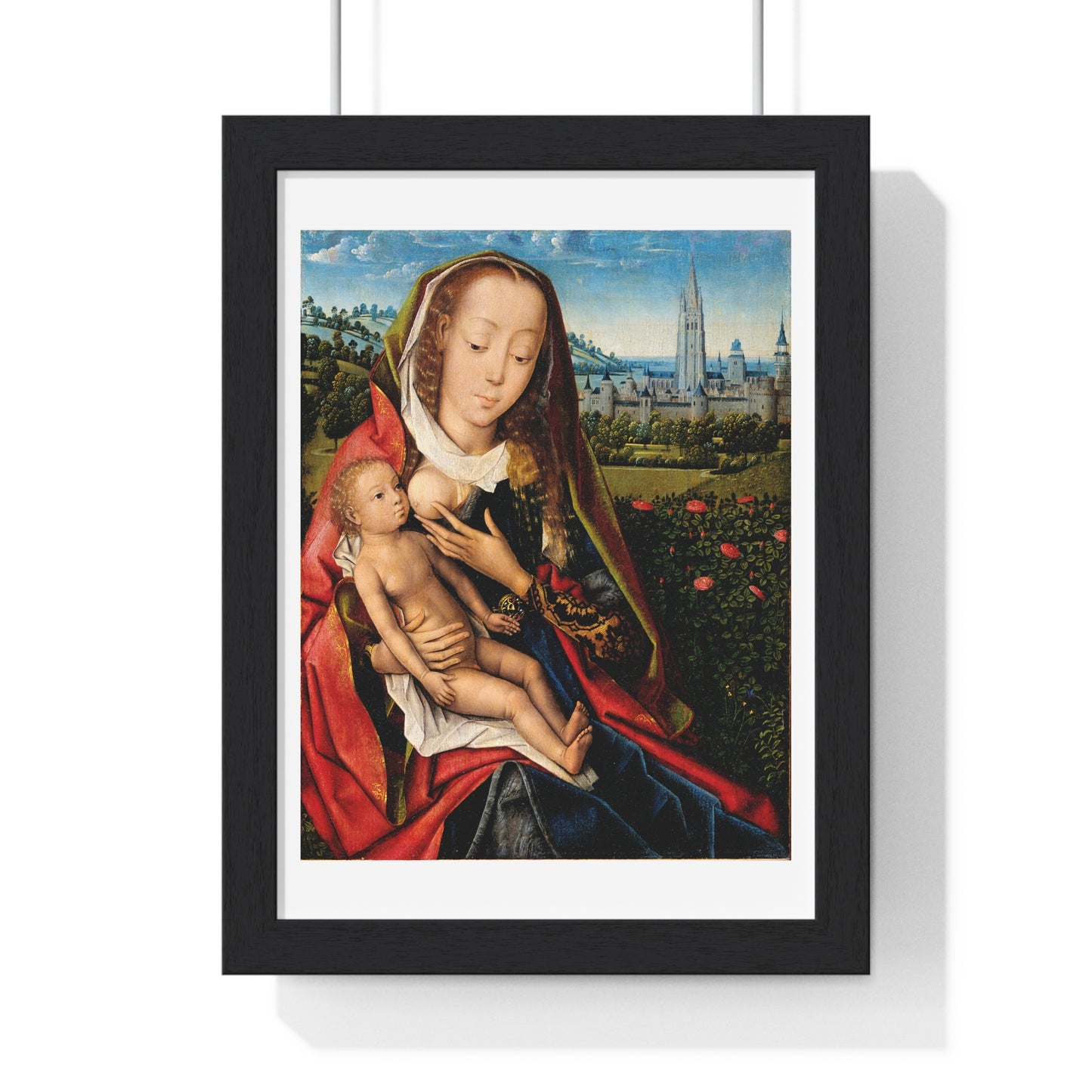 Virgin and Child in a Landscape (1480–90) by Master of the Legend of Saint Lucy, from the Original, Framed Art Print