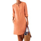 British-Style Round Collar Thick Cotton Dress, Long Sleeves