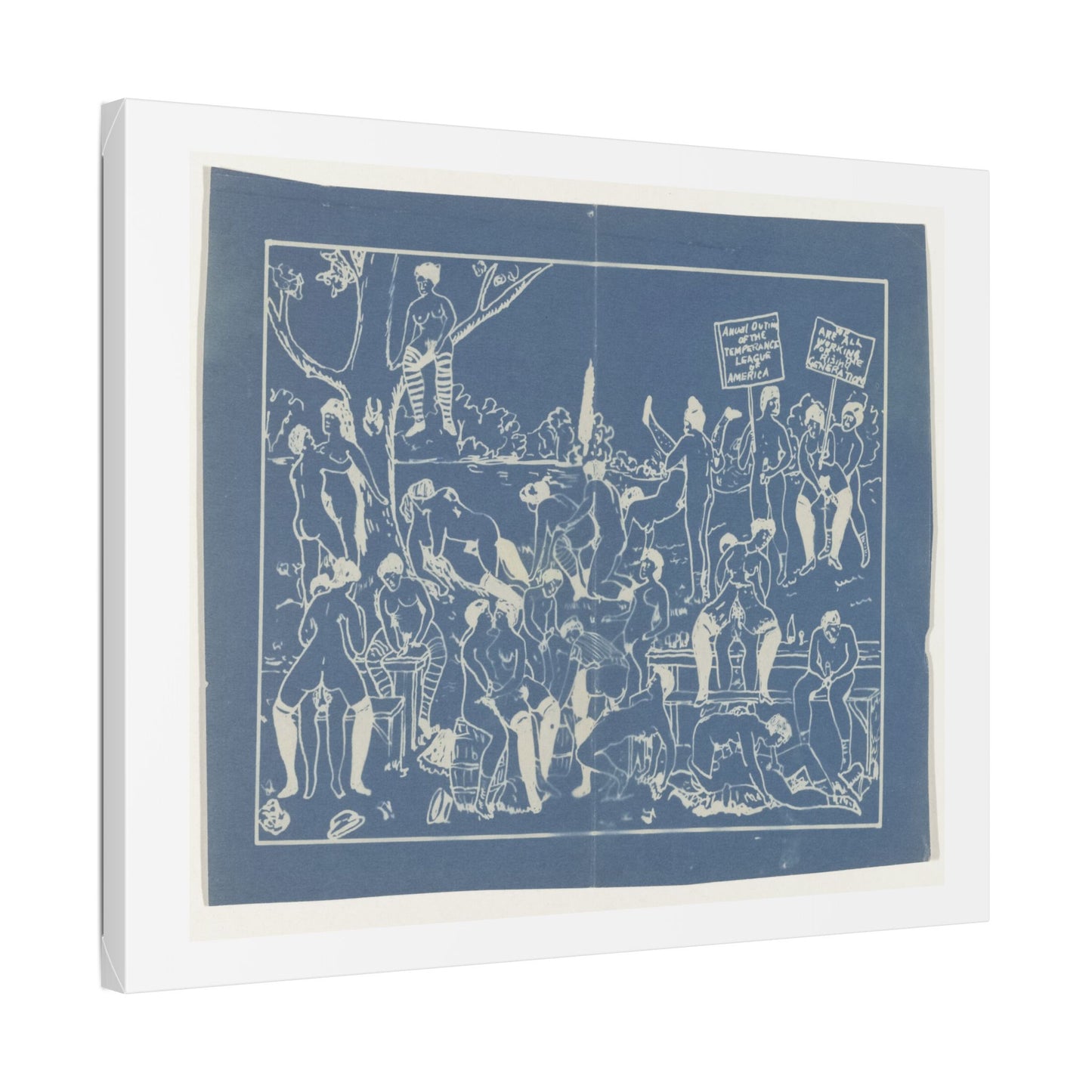 Fotoreproductie van Risqué Onderwerp, Tekening van een Orgie (circa 1900) by Anonymous, Canvas Art Print