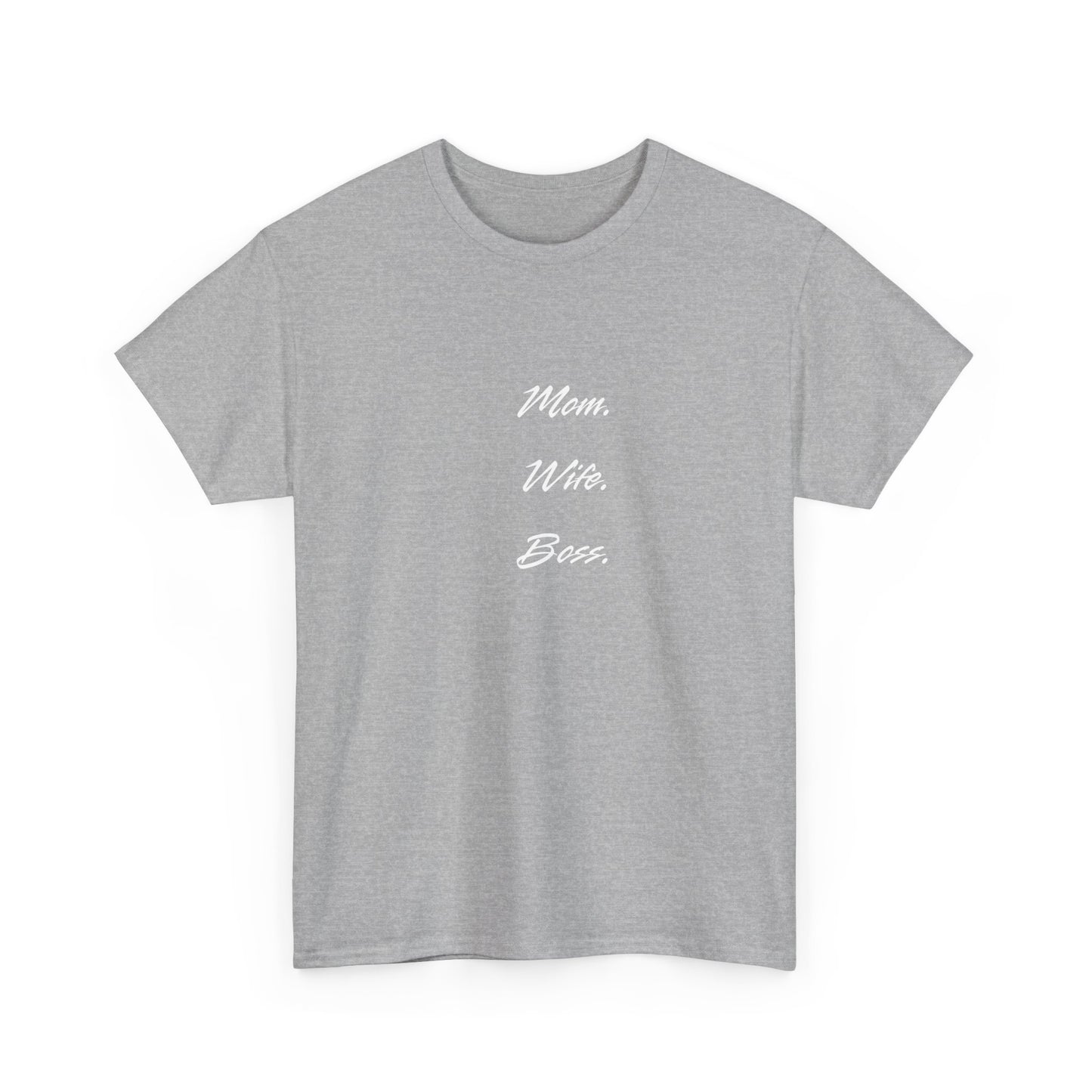'Mom, Wife, Boss' Heavy Cotton T-Shirt Funny Mom Workout Mom Boss New Mum New Boss