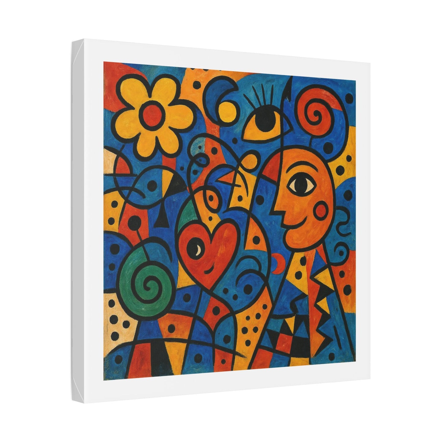 Love and Life Art in the Style of Joan Miro 'Designed by AI' Canvas Art Print