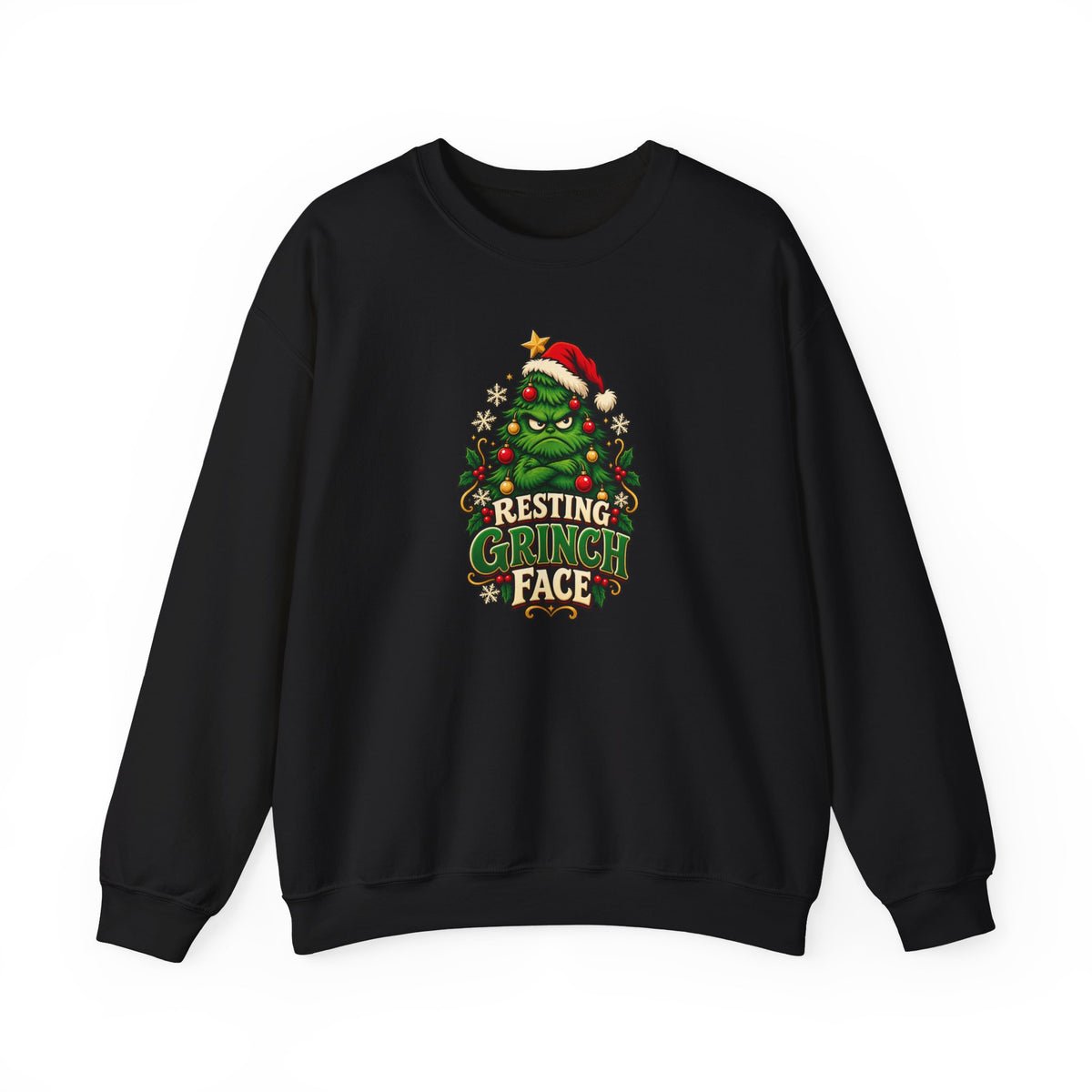 Funny Adult Christmas Jumpers: 'Resting Grinch Face' Christmas Crewneck