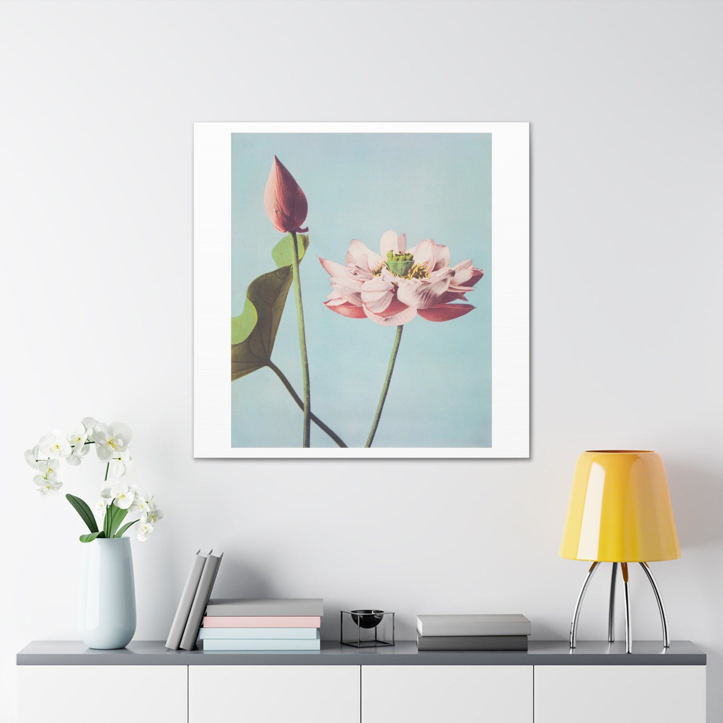 Beautiful Photomechanical Print of Lotus Flowers (1887–1897) by Ogawa Kazumasa, Canvas Art Print from the Original