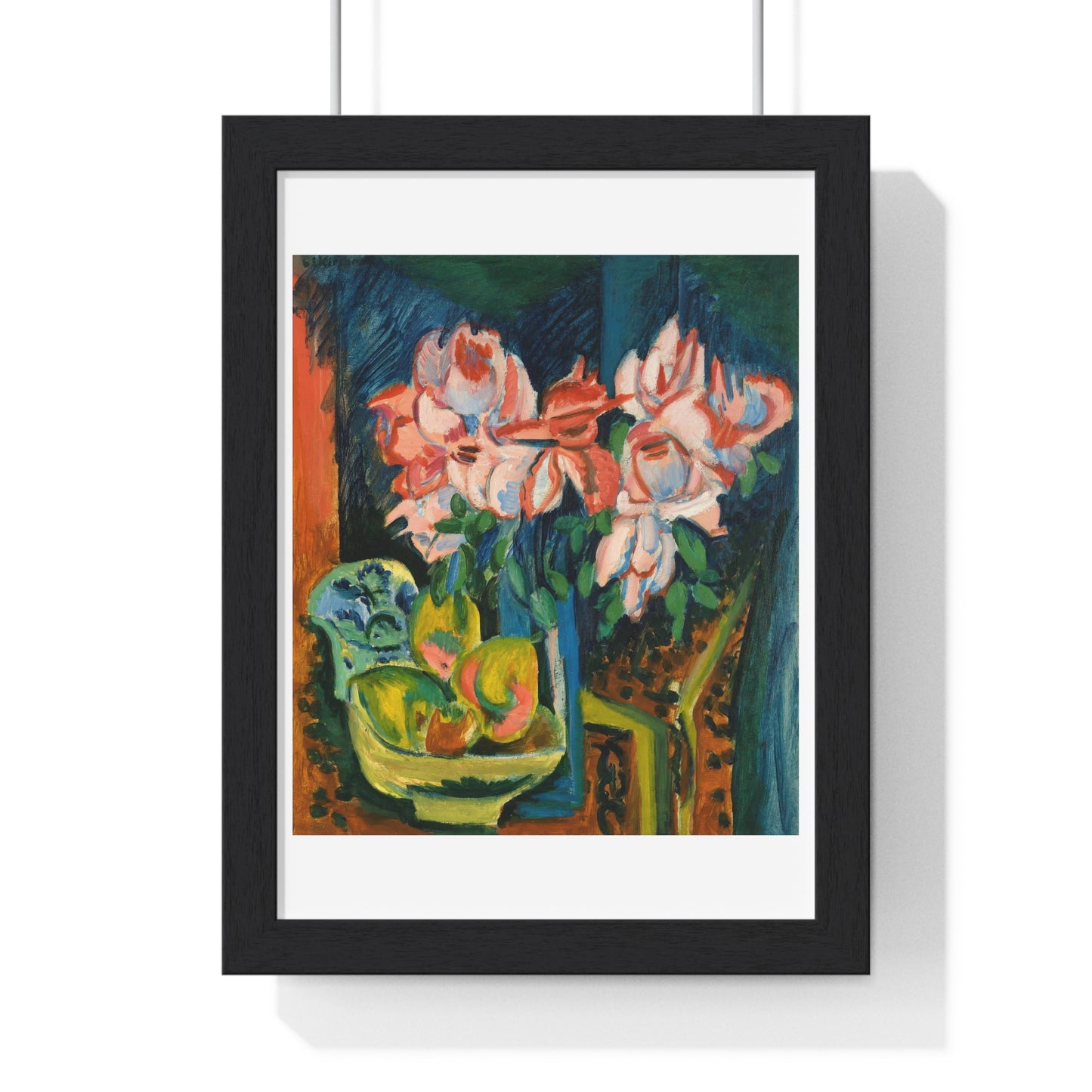 Pink Roses (1918) by Ernst Ludwig Kirchner, from the Original, Framed Print