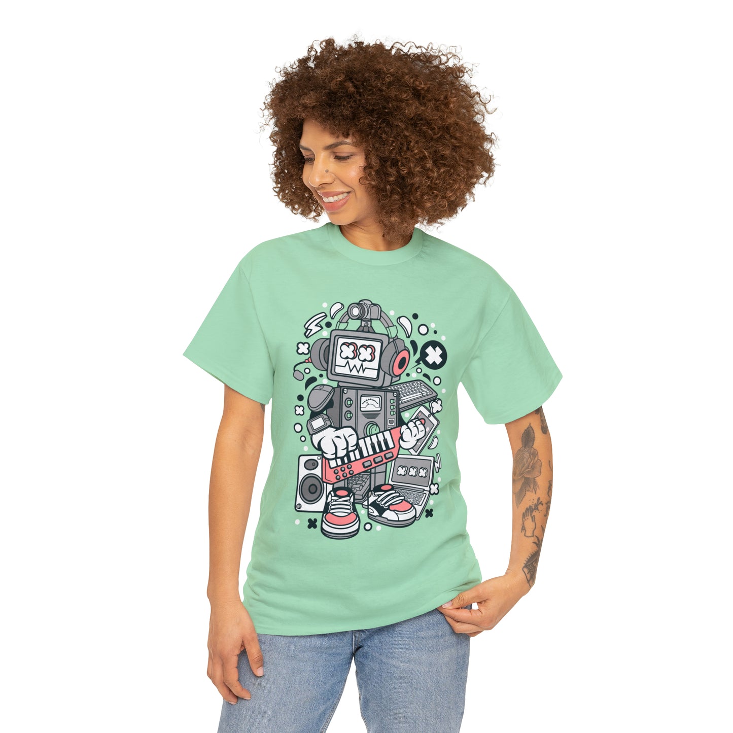 Robot Music Machine Cartoon T-Shirt