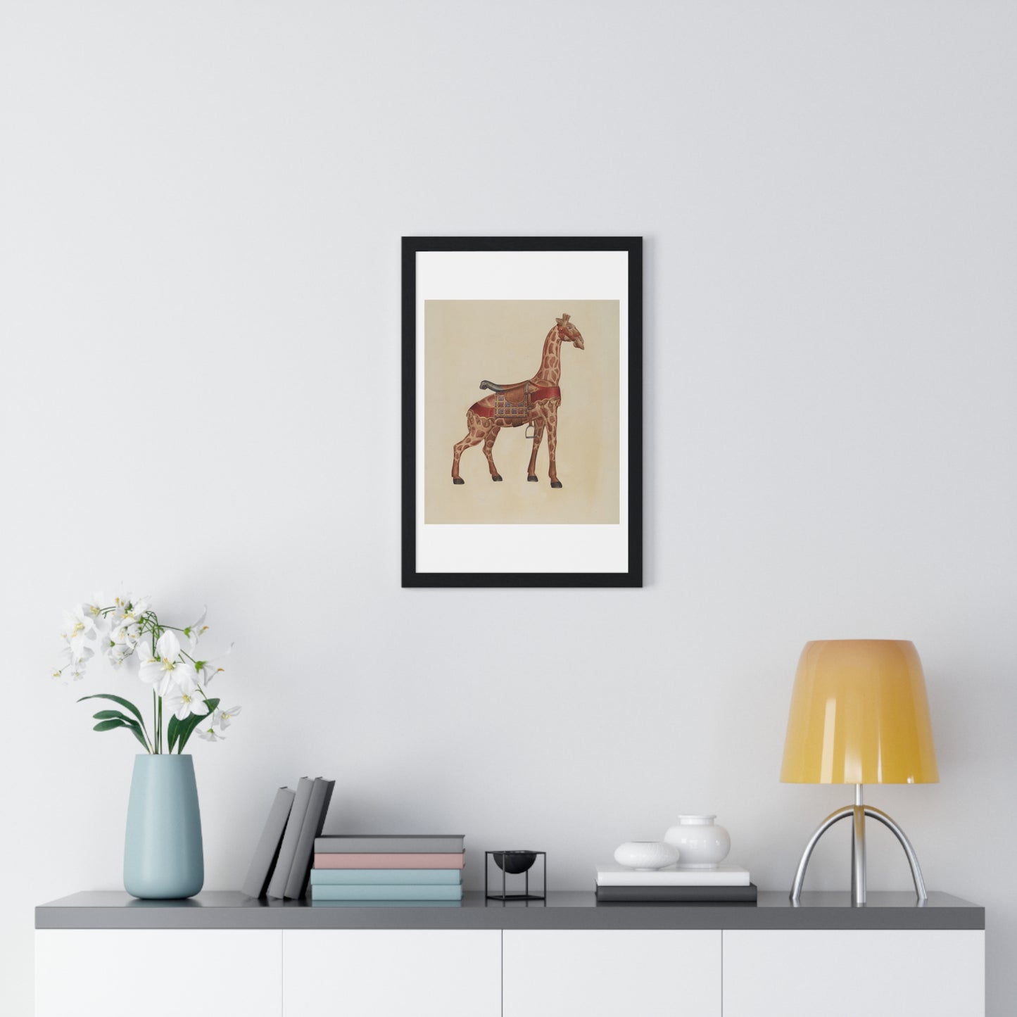 Carousel Giraffe (circa 1939) Illustration by Henry Tomaszewski, from the Original, Framed Print